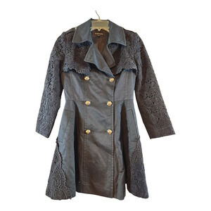 Egoist sz 55 double breasted black jacket lace goth dark romantic femininity